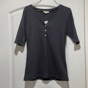 Loft outlet size M Charcoal ribbed button tee